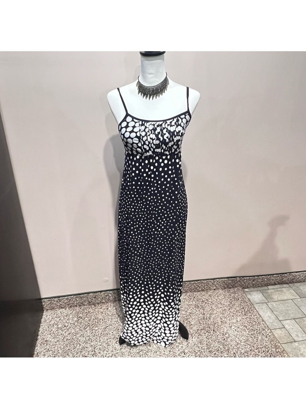 EnFocus Studio Maxi Dresses Size 4 Black White Polka Dot Cocktail Casual
